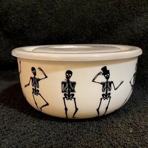 Brand New - Elegance Halloween Ceramic 6x6 inch Dancing Skeletons Bowl